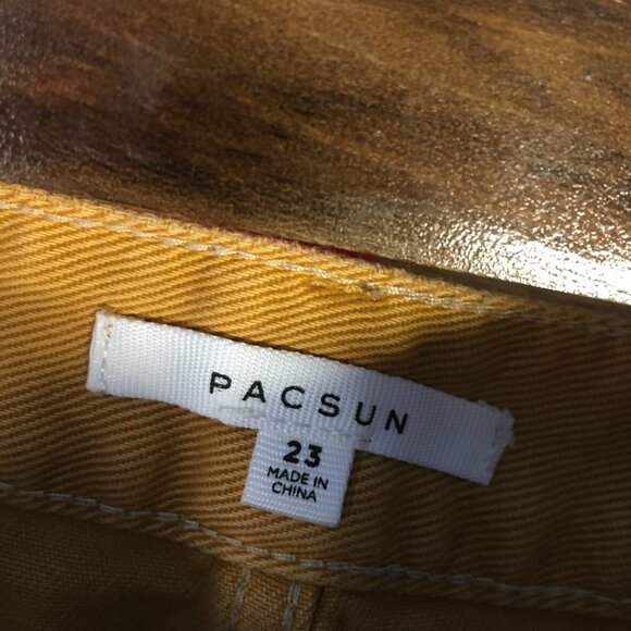 Pacsun Gold Denim Skirt Raw Hem Size 23 - Picture 6 of 7